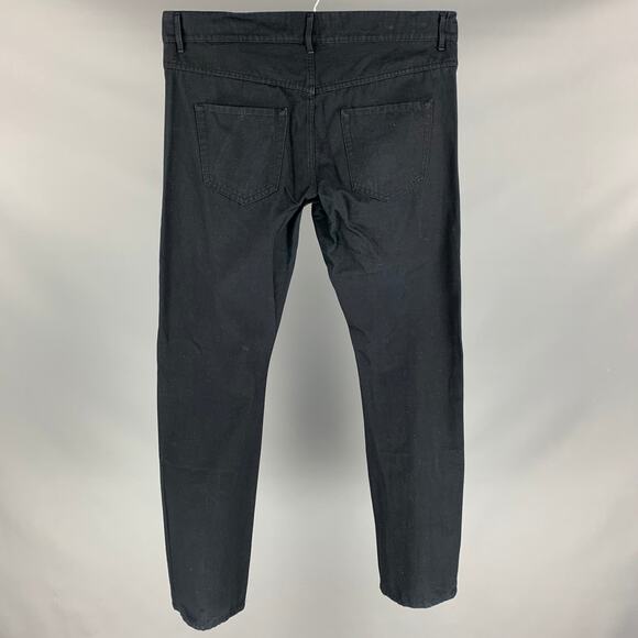 RICK OWENS Size L Black Textured Cotton Button Fly Casual Pants - Picture 2 of 4